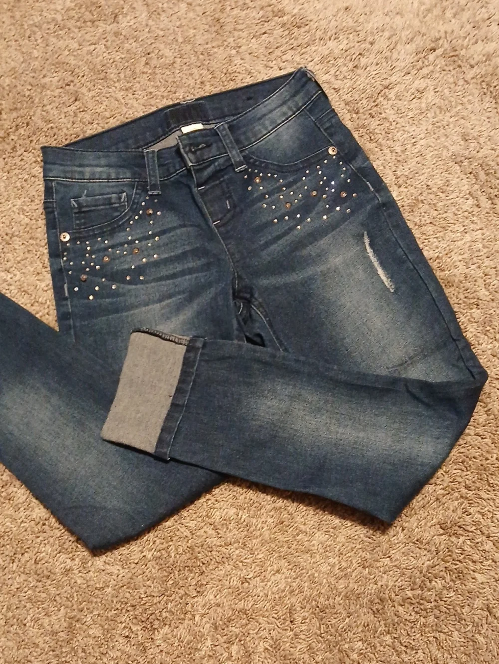 Justice Dark Blue Studded Skinny Jeans